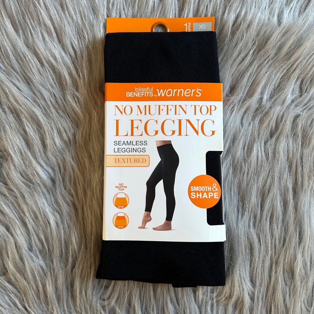 Blissful Benefits By Warner's No Muffin Top Legging Women Size XS Black Seamless